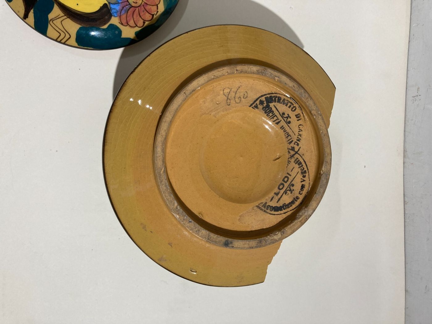 Ceramica Da Collezione Con Decoro Floreale Policromo Pubblicitaria Di Alimentari Di Lodi