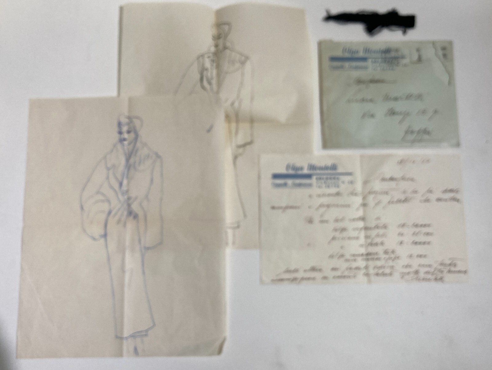 Moda E Confezioni: Olga Montelli, Stilista A Bologna. Insieme Di Disegni E Corrispondenza