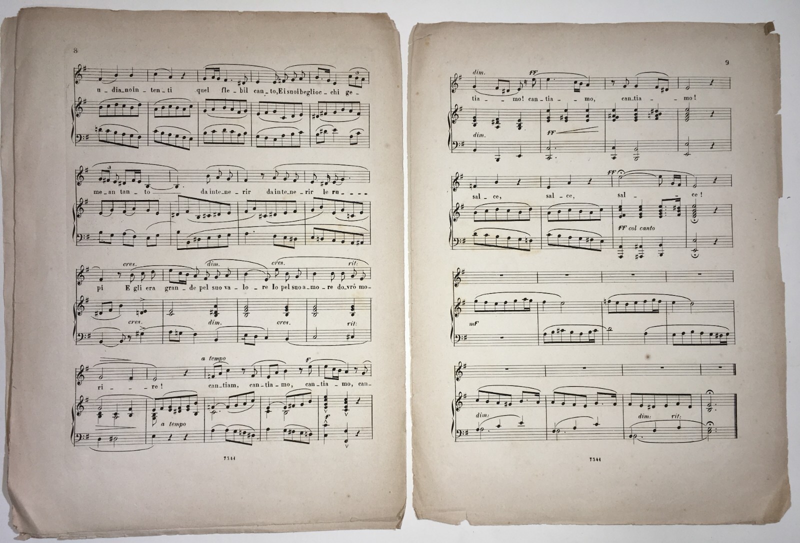 Antonio Farinelli: "Canzone Del Salice", Antico Spartito Musicale
