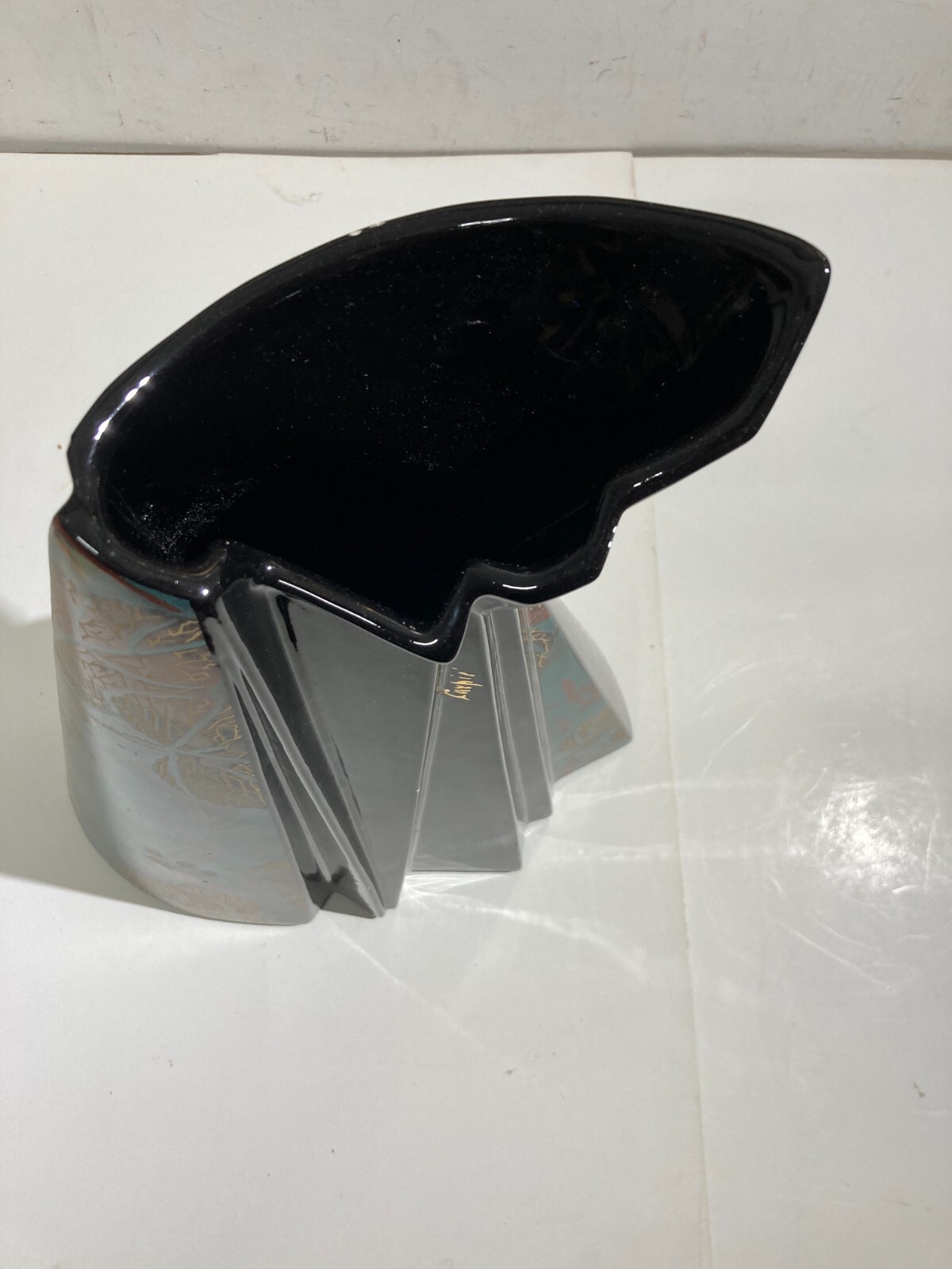 Vaso In Ceramica Carpiè Con Decoro Policromo