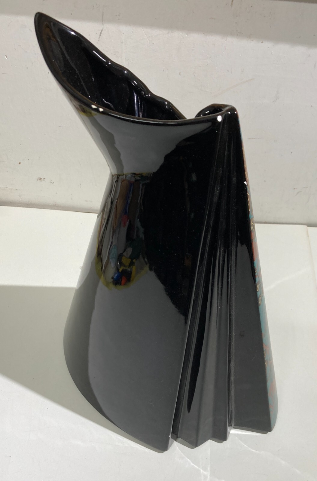 Vaso In Ceramica Carpiè Con Decoro Policromo
