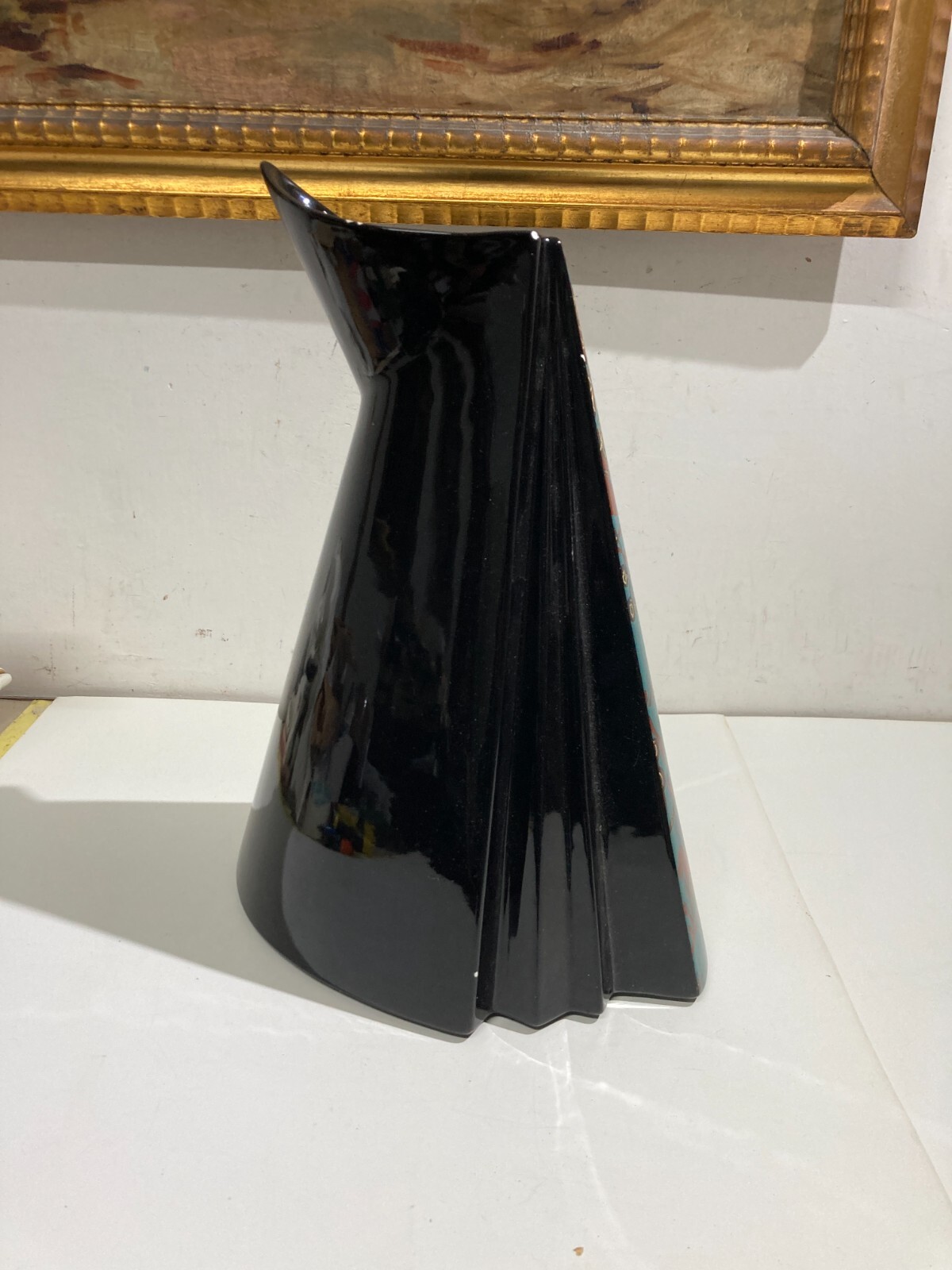 Vaso In Ceramica Carpiè Con Decoro Policromo