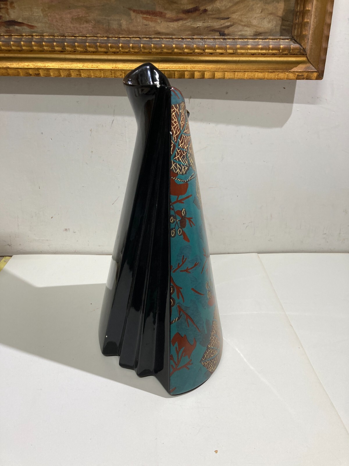 Vaso In Ceramica Carpiè Con Decoro Policromo