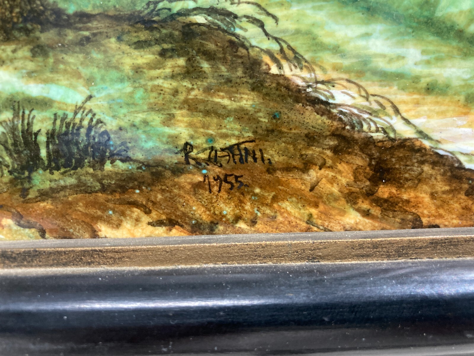Abruzzo: Placca In Ceramica d'Autore Con Veduta Di Castelli, 1955