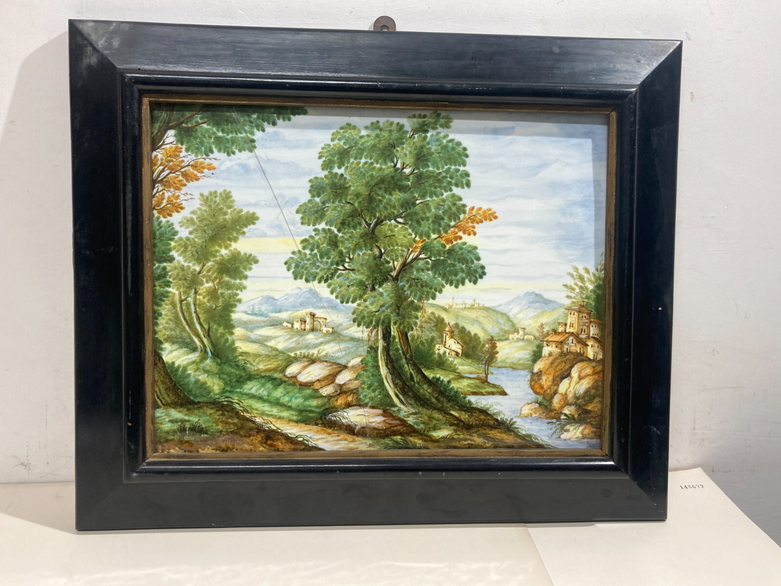 Abruzzo: Placca In Ceramica d'Autore Con Veduta Di Castelli, 1955