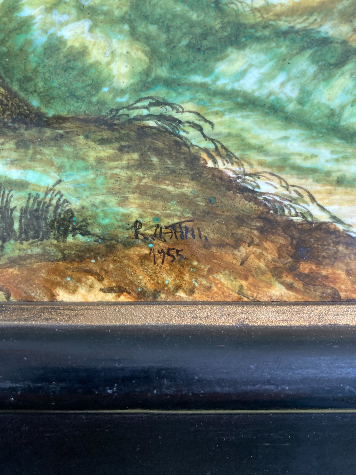 Abruzzo: Placca In Ceramica d'Autore Con Veduta Di Castelli, 1955
