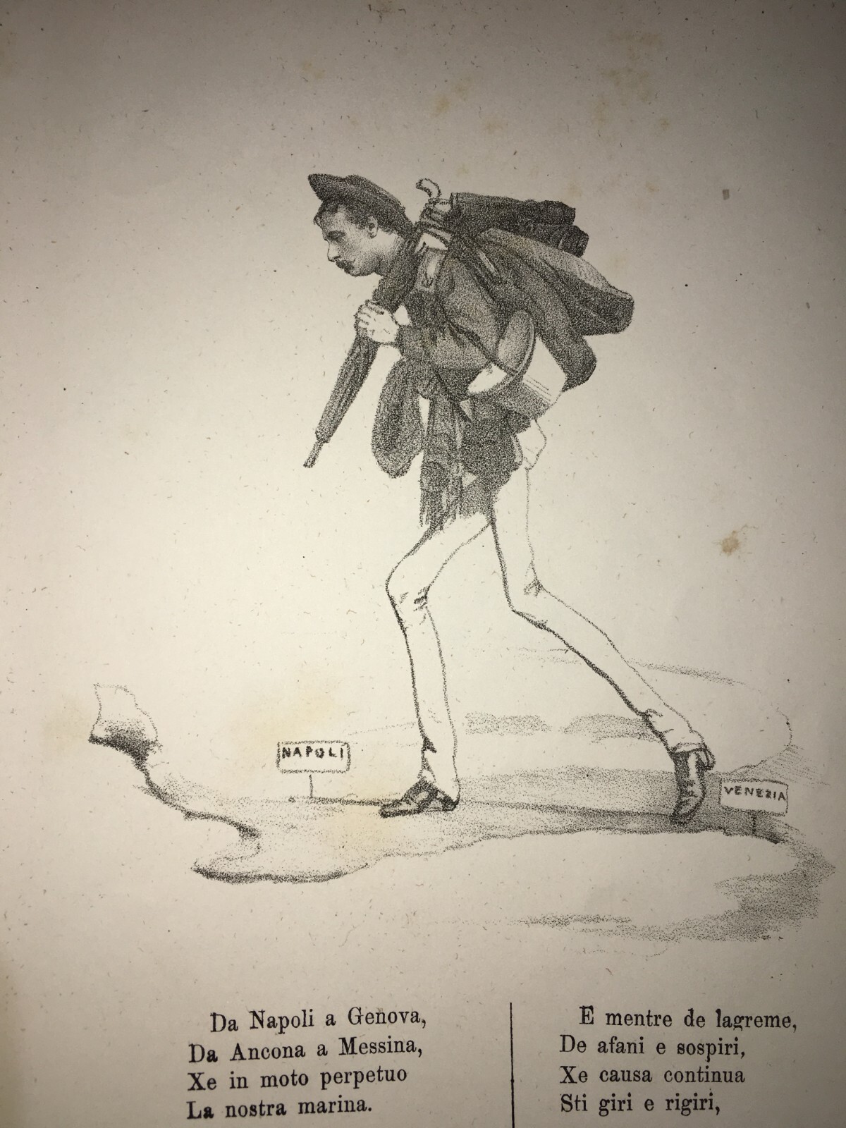Caricatura, Satira, Venezia, Navigazione, Marina: Napoli, Ancona, Messina, Genova   Ottocento