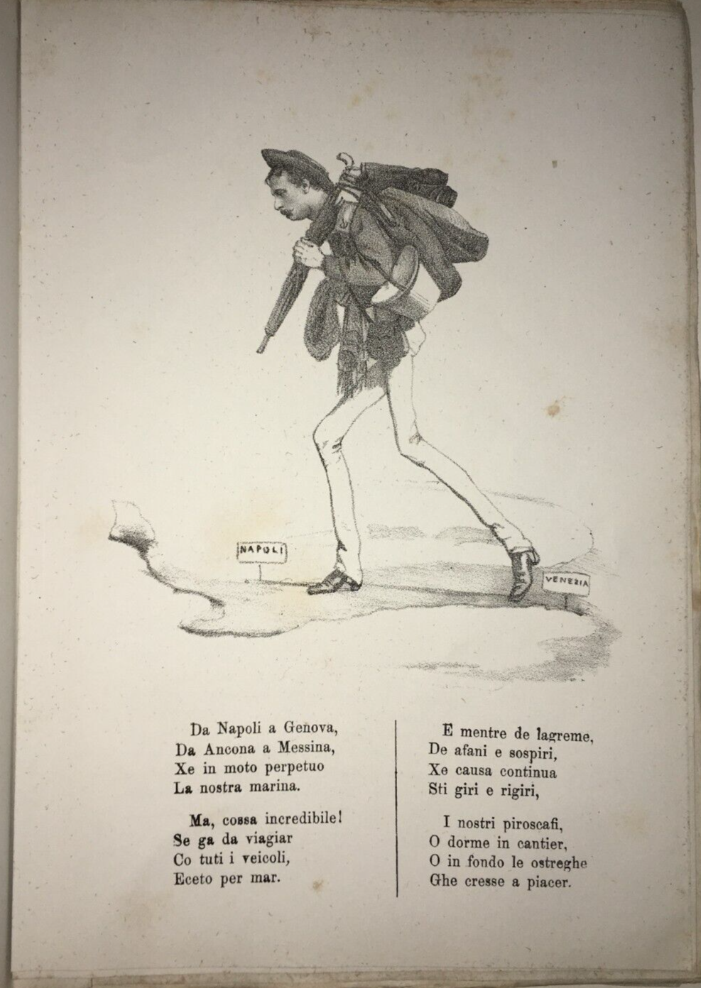 Caricatura, Satira, Venezia, Navigazione, Marina: Napoli, Ancona, Messina, Genova   Ottocento