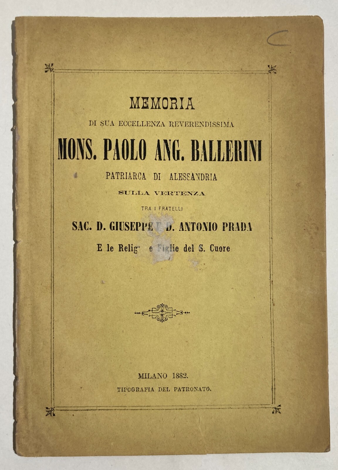 Vertenza Giuridica Di Mons. Paolo Angelo Ballerini: Arluno E Prada, 1882