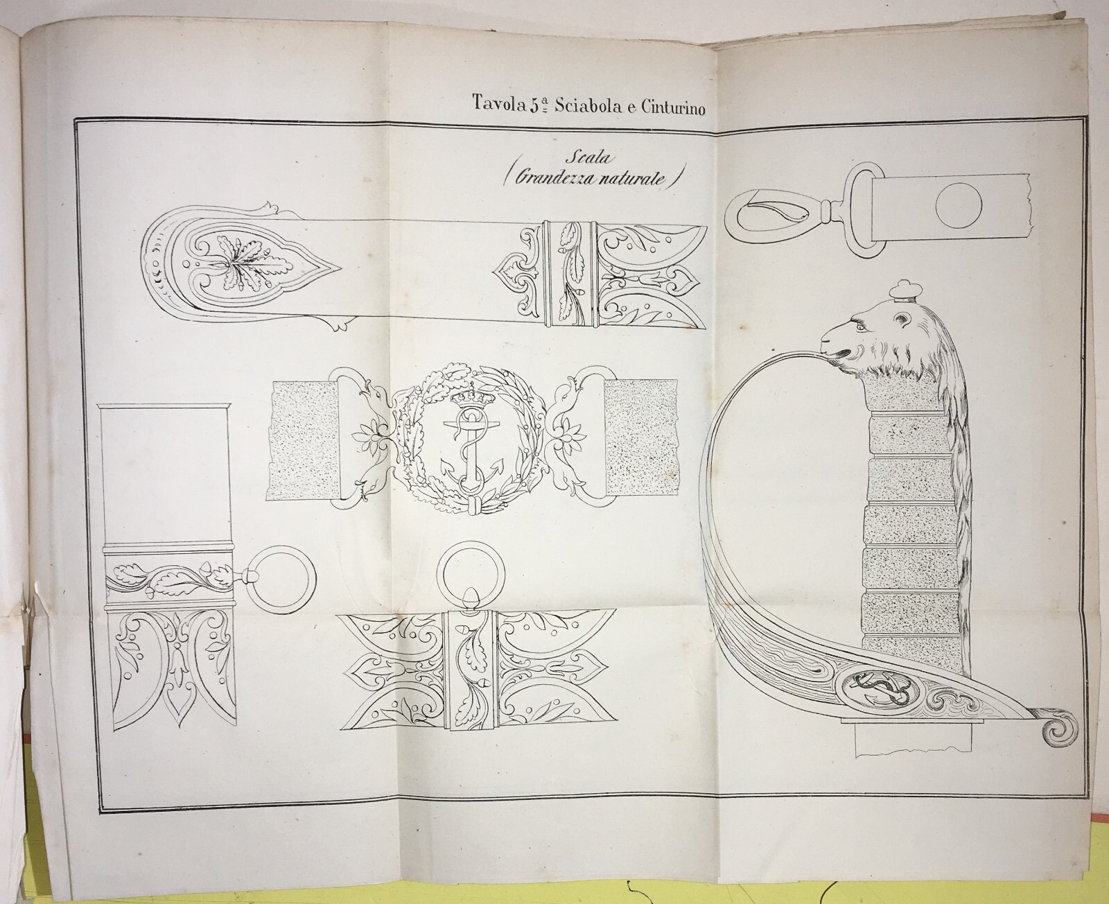 Mare, Marineria, Militaria, Uniformi, Sciabola, Cinturino, Antica Litografia, '800