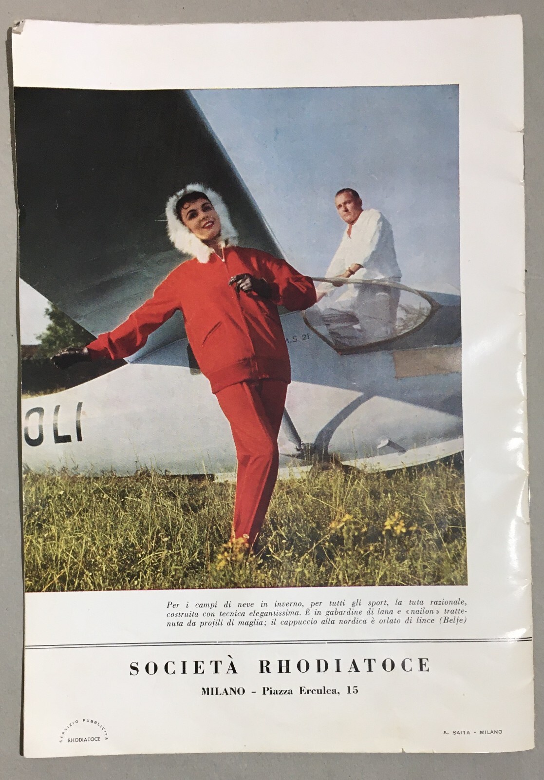 Moda Femminile, Abbigliamento, Tessuti: Rhodia, Nailon, Terital. Pubblicazione Pubblicitaria, 1957.