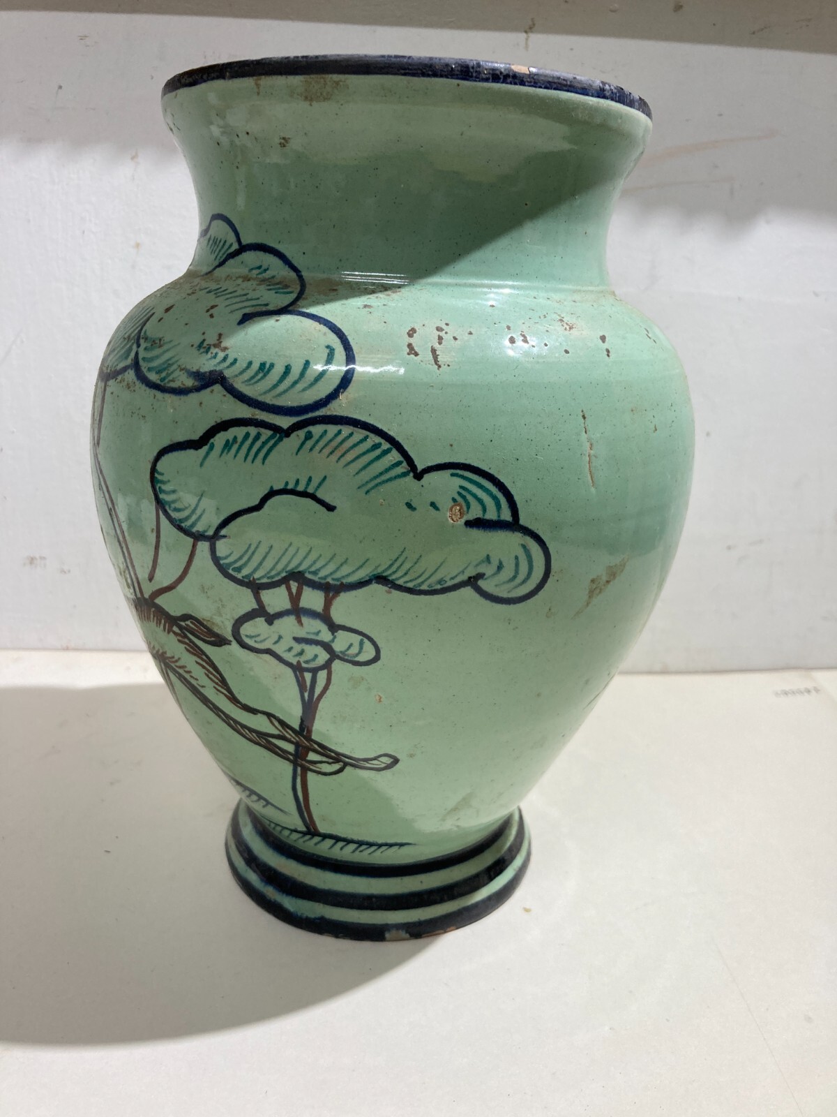 Vaso In Ceramica Decorativa Del '900, Stile Giò Ponti Con Cavalli