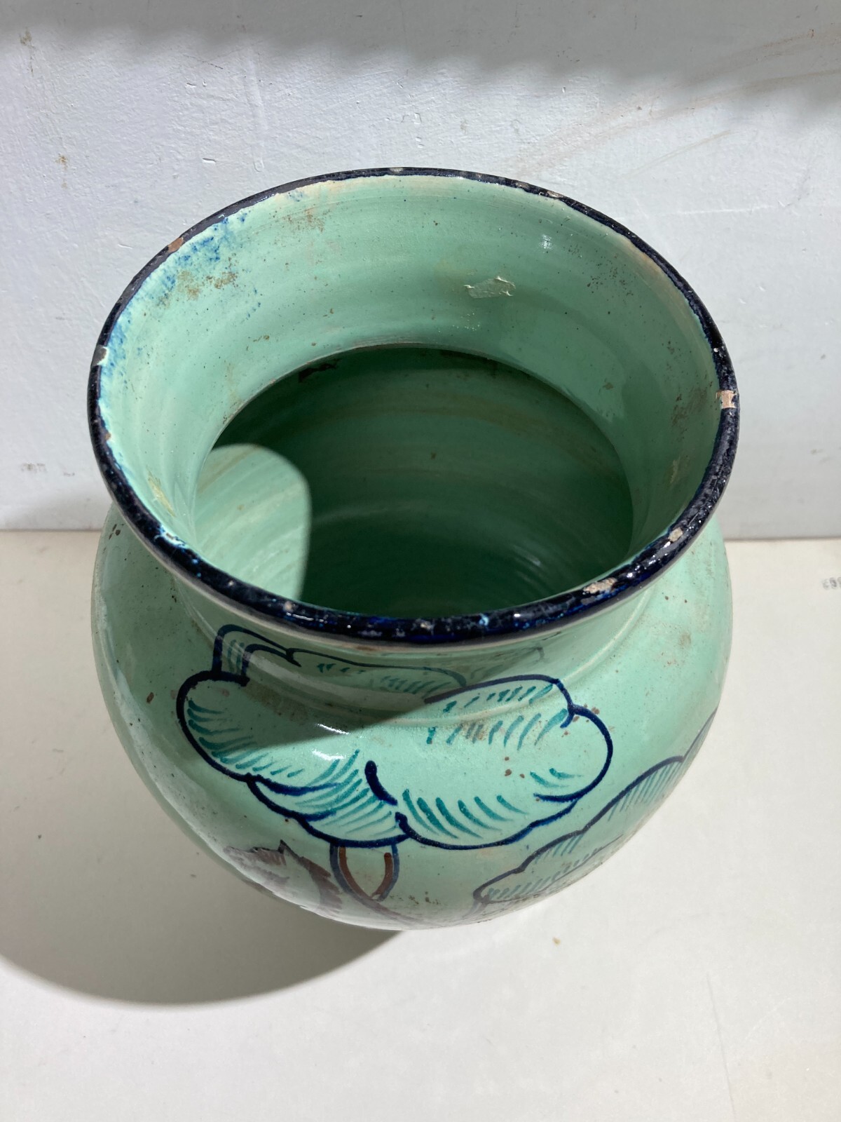 Vaso In Ceramica Decorativa Del '900, Stile Giò Ponti Con Cavalli