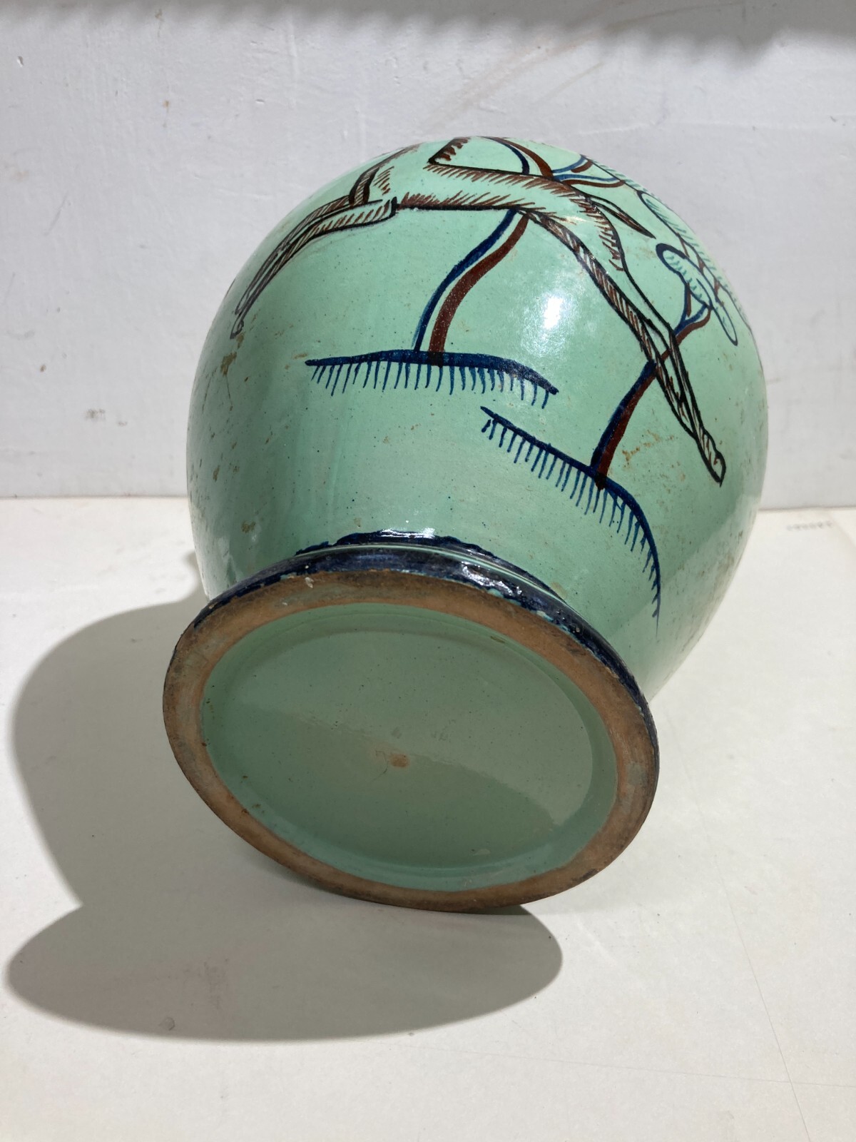 Vaso In Ceramica Decorativa Del '900, Stile Giò Ponti Con Cavalli