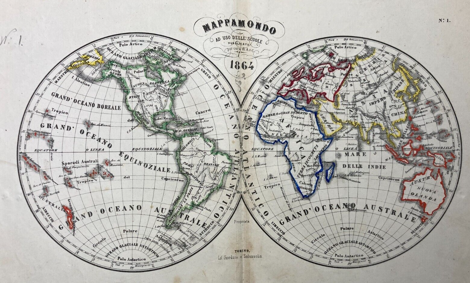Cartografia Terrestre: Mappamondo, Oceani, Americhe, Asia, Africa, Europa E Australia