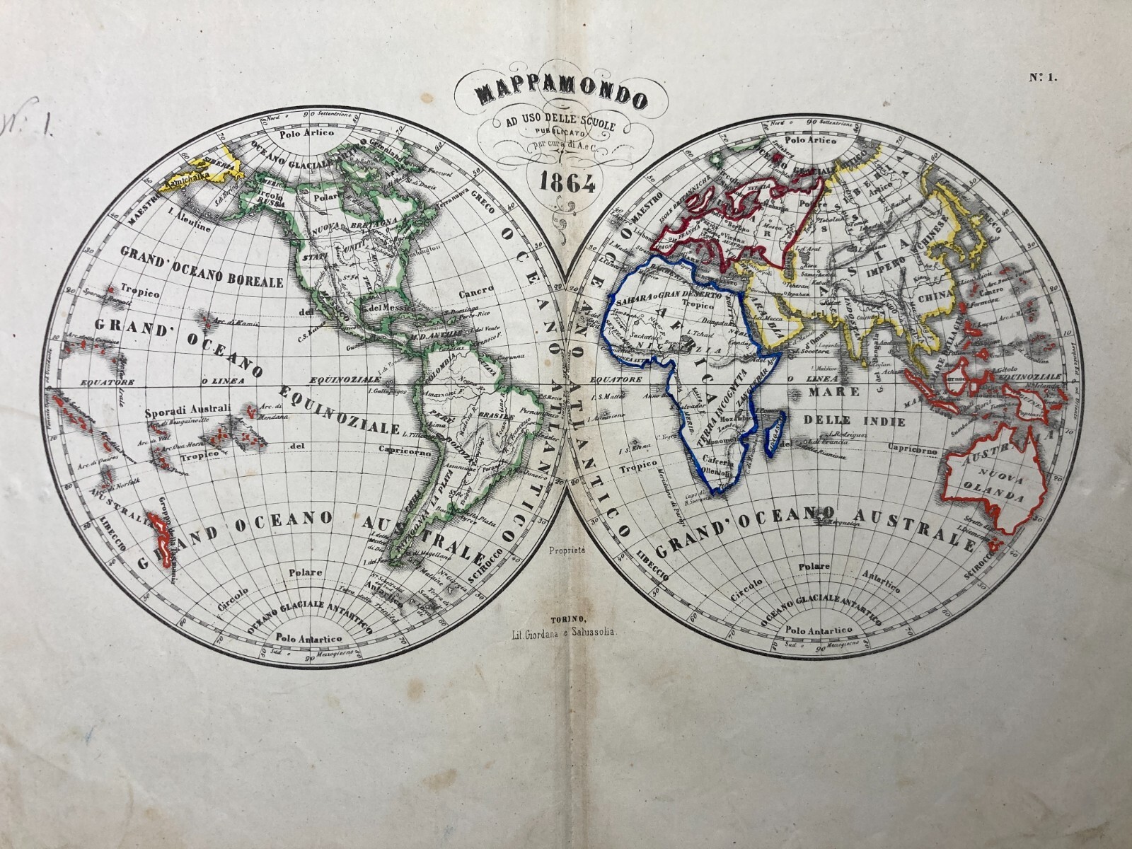 Cartografia Terrestre: Mappamondo, Oceani, Americhe, Asia, Africa, Europa E Australia