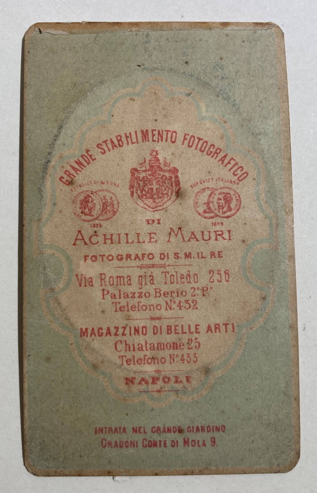 Napoli. Fotografo Achille Mauri. Antica Fotografia, Ritratto Di Gentildonna