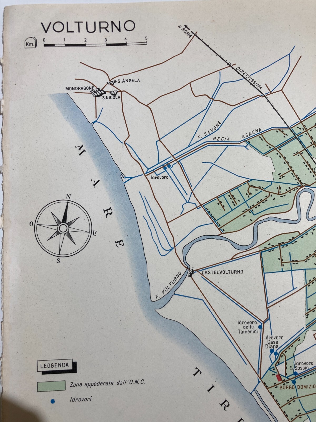 Idraulica, Bonifiche, Volturno, Villa Literno, Albanova, Grazzanise, Arnone   Mappa