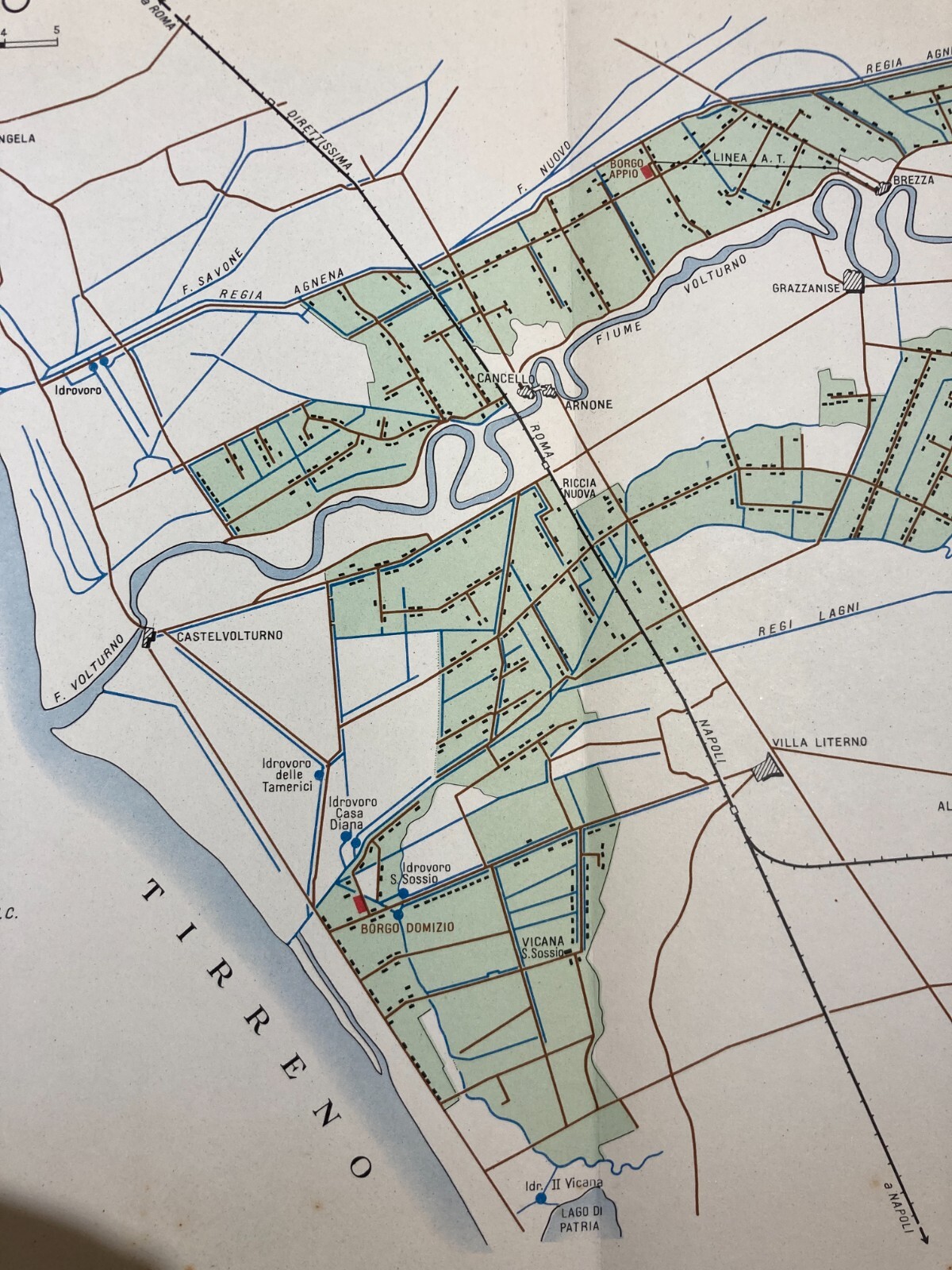 Idraulica, Bonifiche, Volturno, Villa Literno, Albanova, Grazzanise, Arnone   Mappa