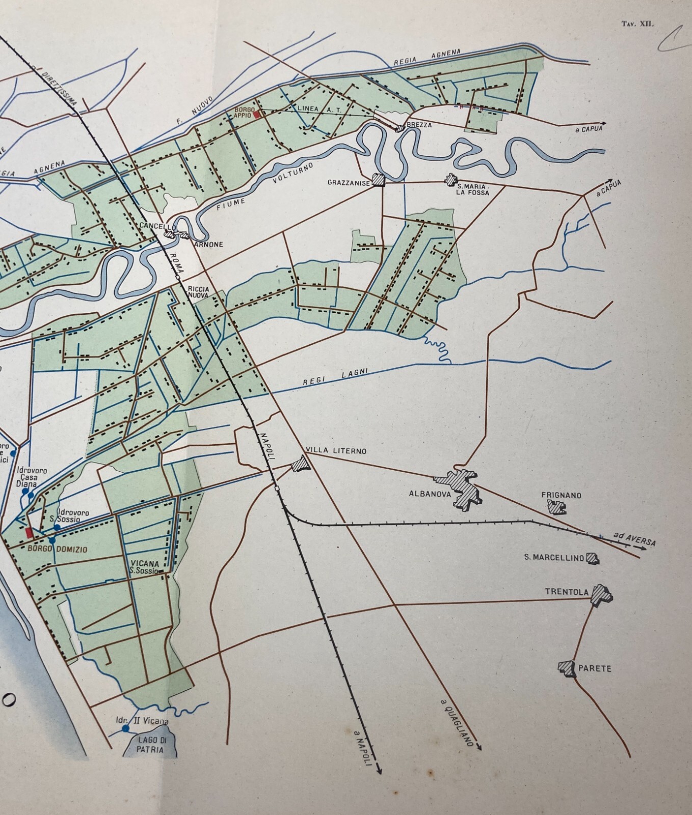 Idraulica, Bonifiche, Volturno, Villa Literno, Albanova, Grazzanise, Arnone   Mappa