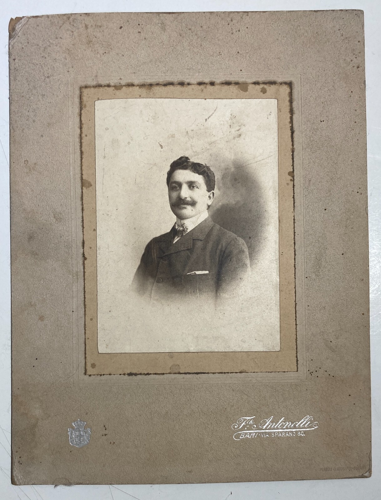 Puglia, Bari. Antica Fotografia Antonelli. Ritratto Di Personaggio.