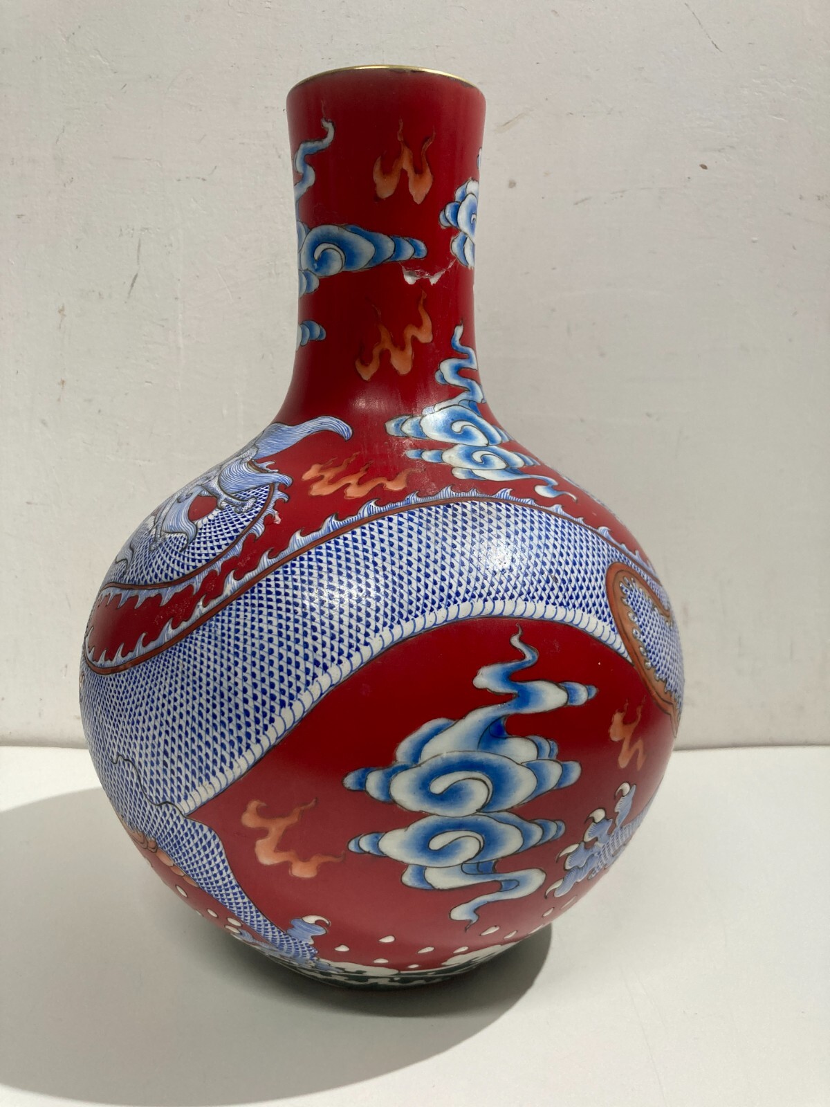 Arte Orientale   Vaso In Porcellana Cinese Con Decori Di Draghi