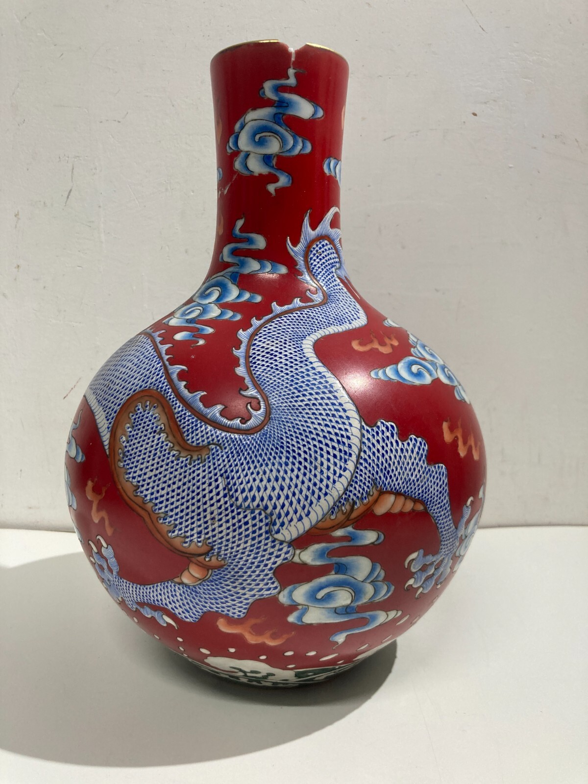 Arte Orientale   Vaso In Porcellana Cinese Con Decori Di Draghi