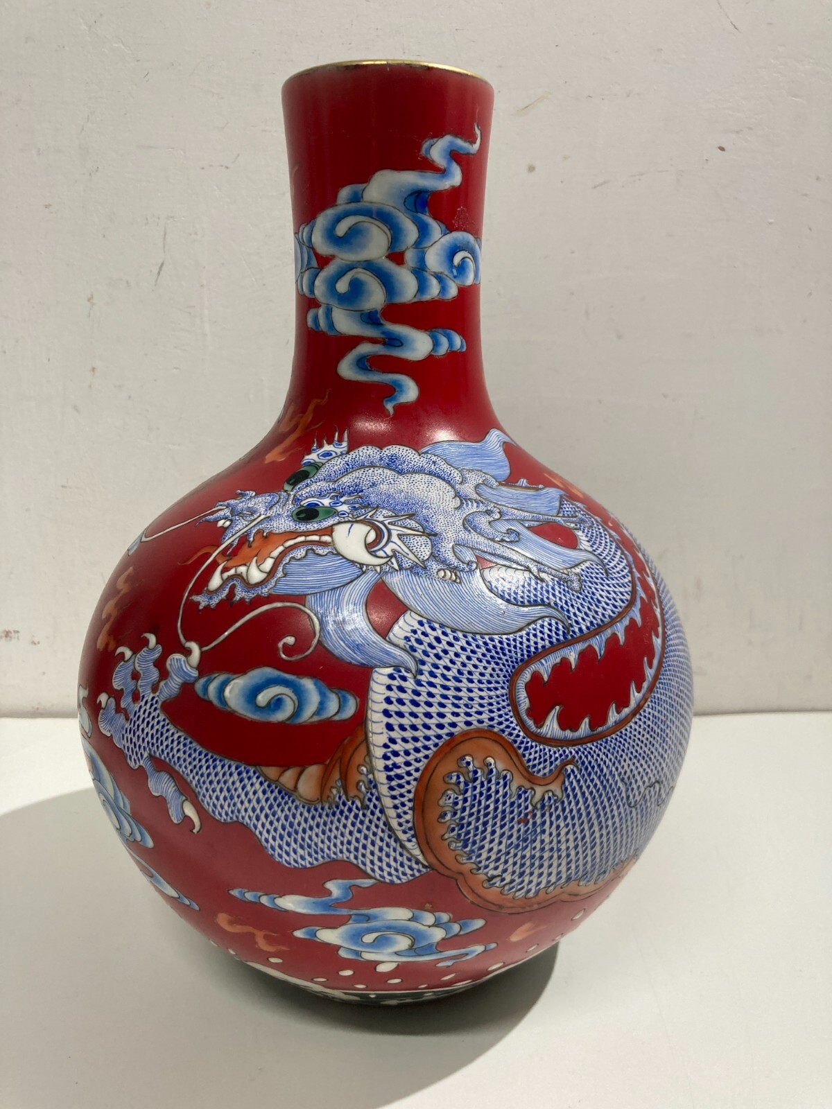 Arte Orientale   Vaso In Porcellana Cinese Con Decori Di Draghi