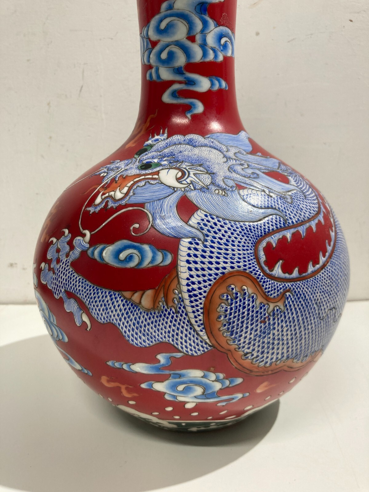 Arte Orientale   Vaso In Porcellana Cinese Con Decori Di Draghi