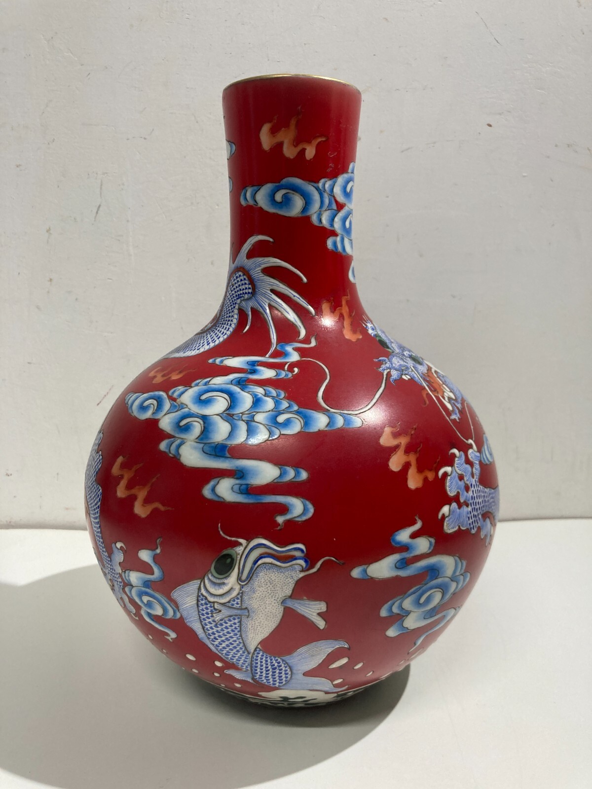 Arte Orientale   Vaso In Porcellana Cinese Con Decori Di Draghi