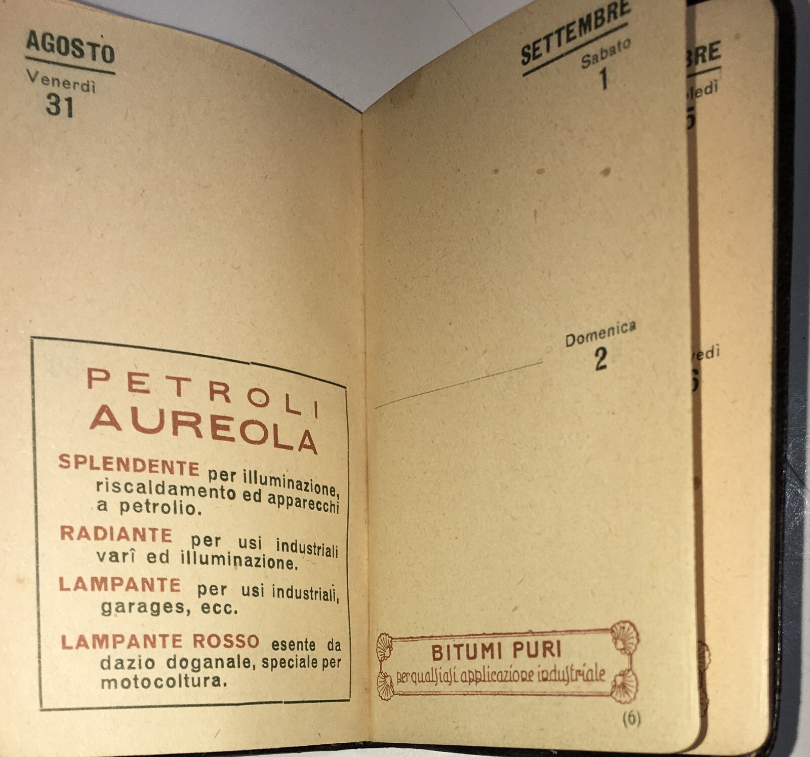 Motori, Benzina, Shell, Società Nafta, Genova: Antica Agendina Pubblicitaria, 1928