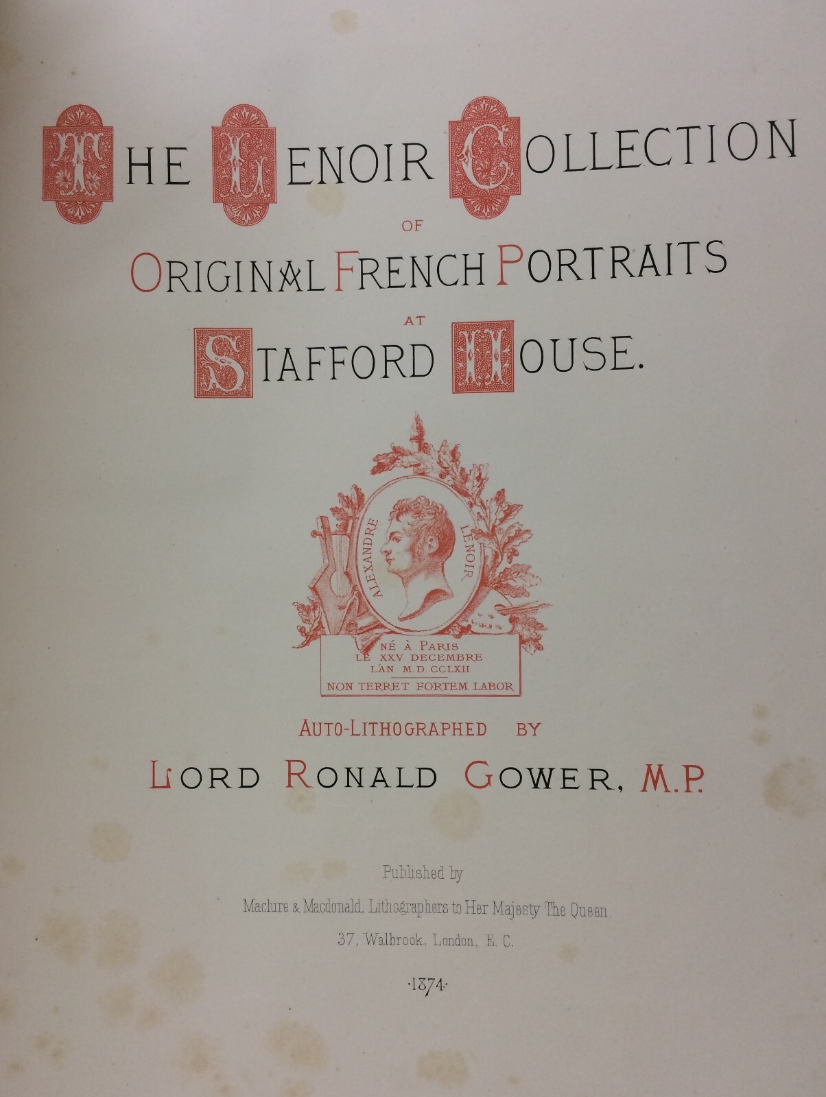 Arte, Collezioni Celebri, Lenoir: Enorme Volume Con 136 Tavole Litografiche, 1874