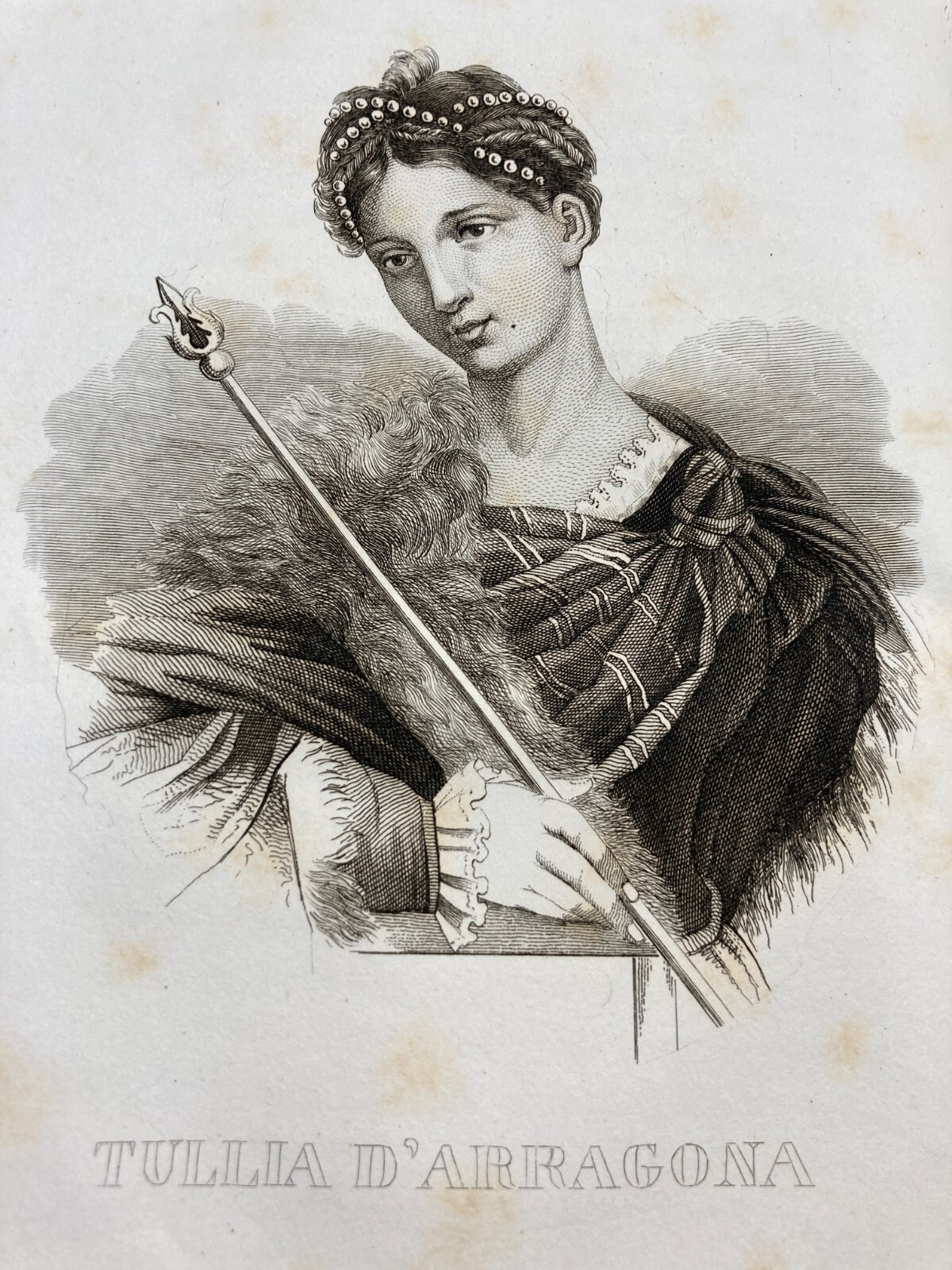 Arte Antica: Tullia d'Aragona, Ritratto Dell'800 Incisione Decorativa