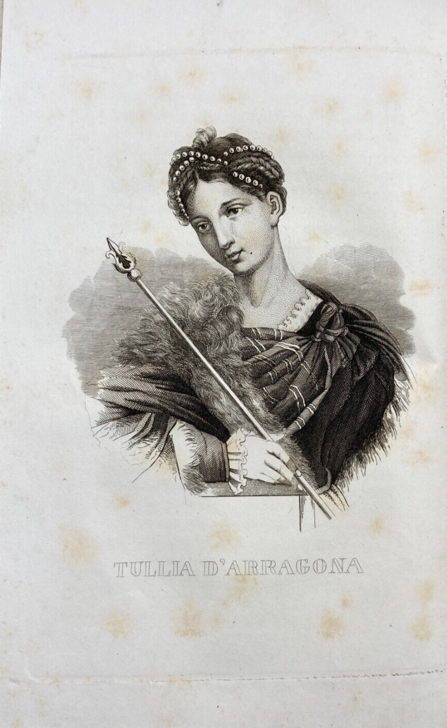 Arte Antica: Tullia d'Aragona, Ritratto Dell'800 Incisione Decorativa