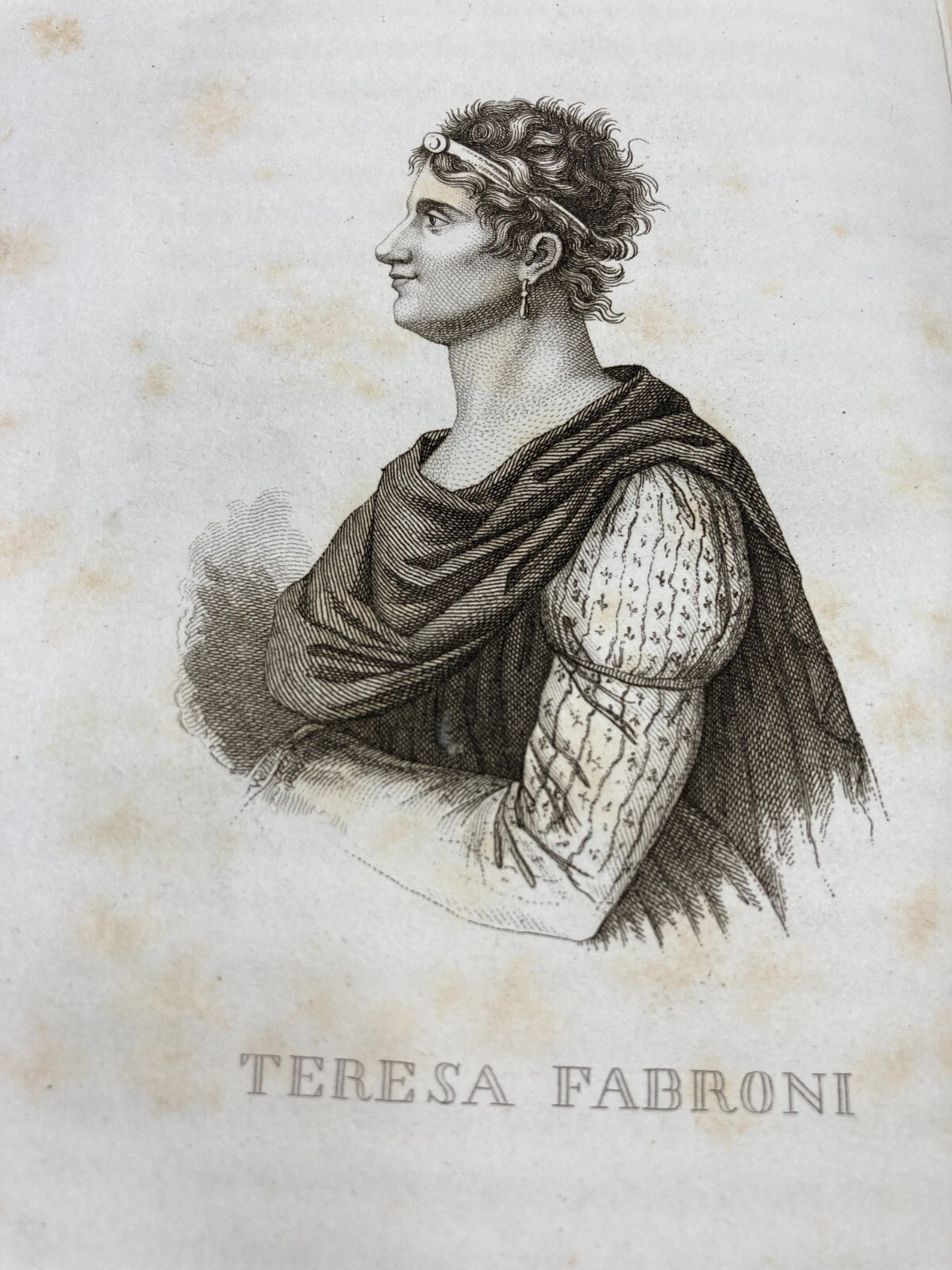 Donne Celebri: Teresa Pelli Fabroni. Antico Ritratto, Toscana. Incisione Dell'Ottocento