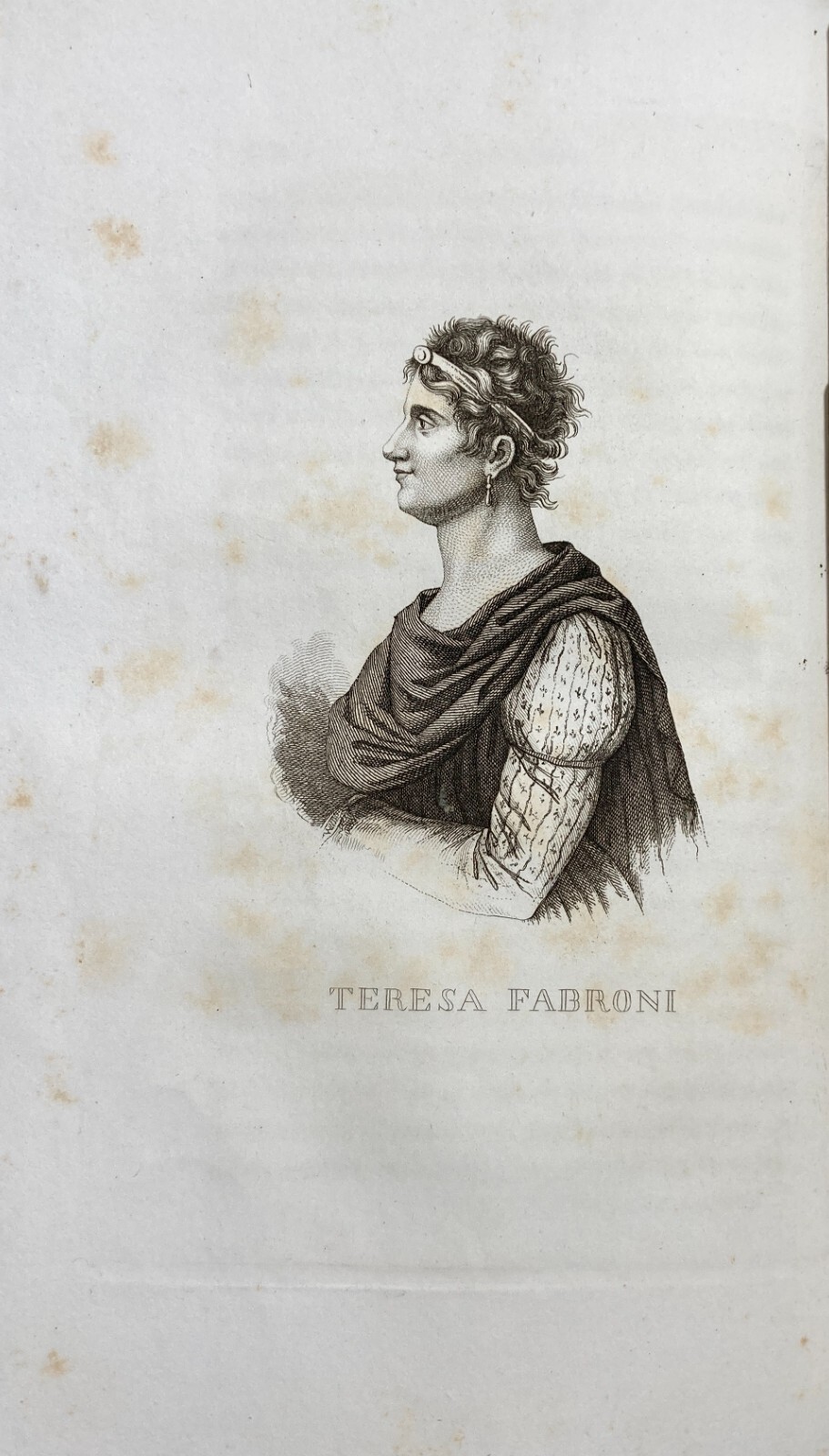 Donne Celebri: Teresa Pelli Fabroni. Antico Ritratto, Toscana. Incisione Dell'Ottocento