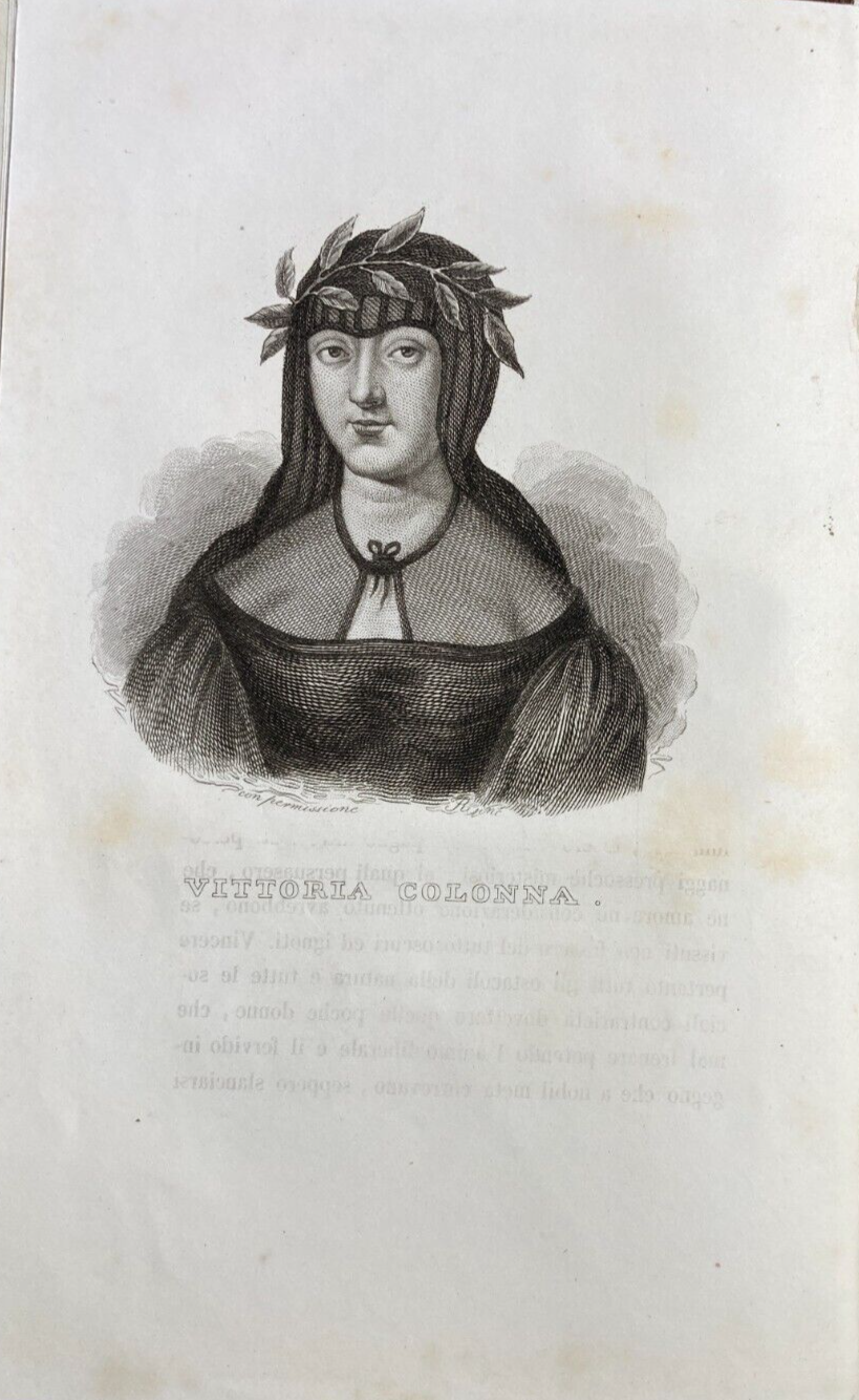 Vittoria Colonna, Antico Ritratto In Incisione All'Acquaforte, XIX Secolo