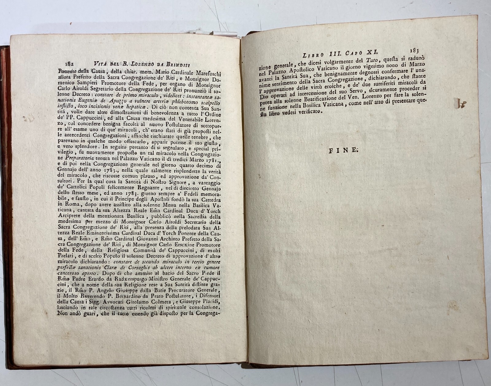 Ristretto Della Vita, Virtù E Miracoli Del Beato Lorenzo Da Brindisi   Edizione 1783