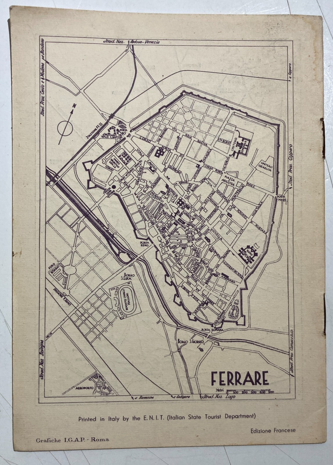 Turismo, Ferrovie Dello Stato, Ferrara: Guida Illustrata Con Mappa E Copertina Di Martinati