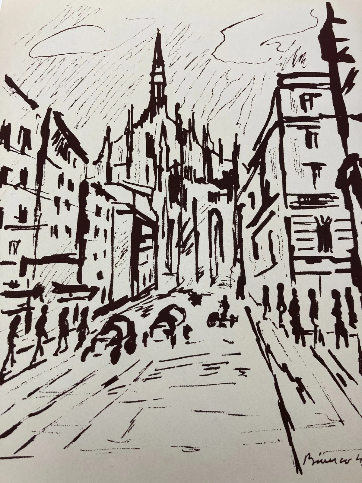 Milan, Cathedral. Animated View by Remo Bianco, 1949