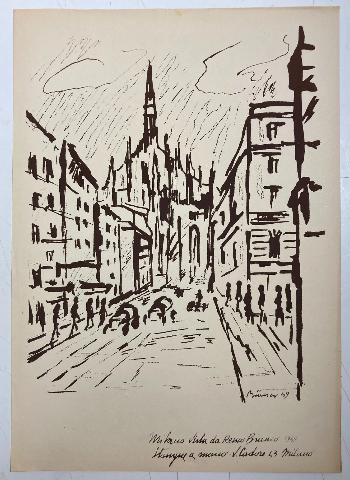 Milan, Cathedral. Animated View by Remo Bianco, 1949
