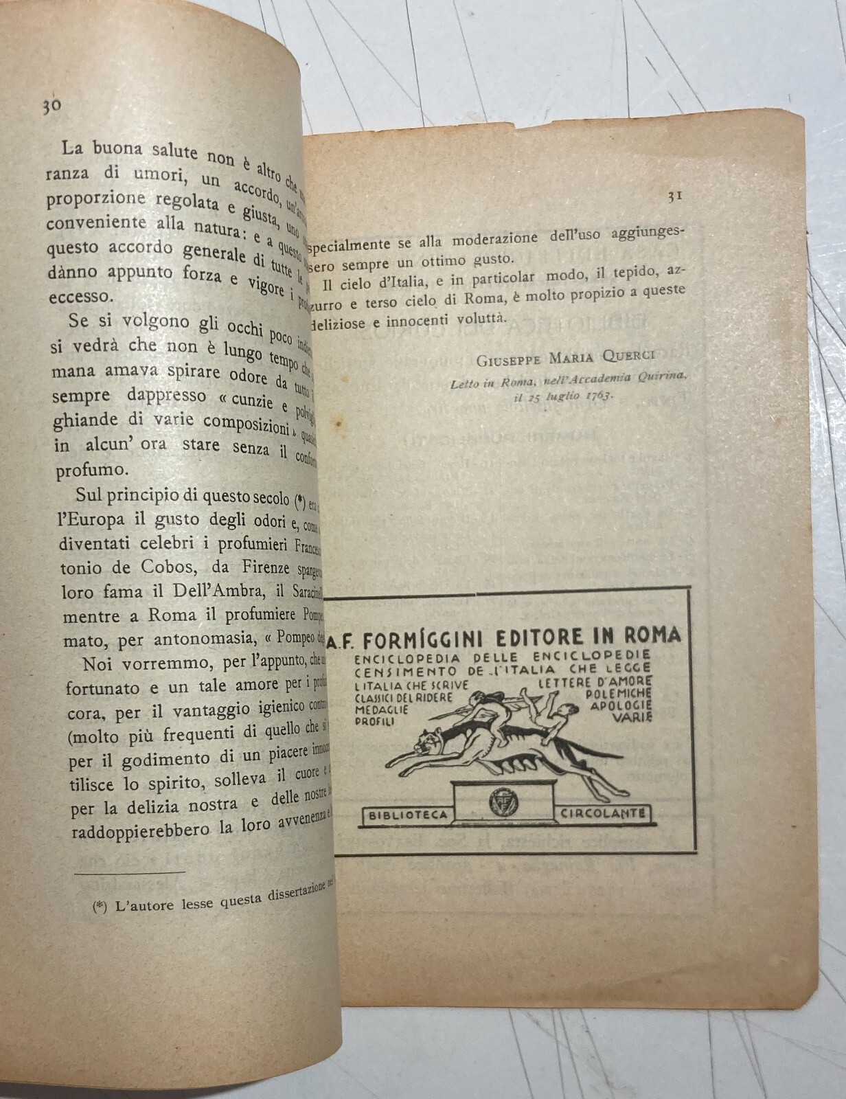 Profumeria Nell'Antica Roma: Profumi E Lusso. Antica Edizione Tinto   Querci, 1927