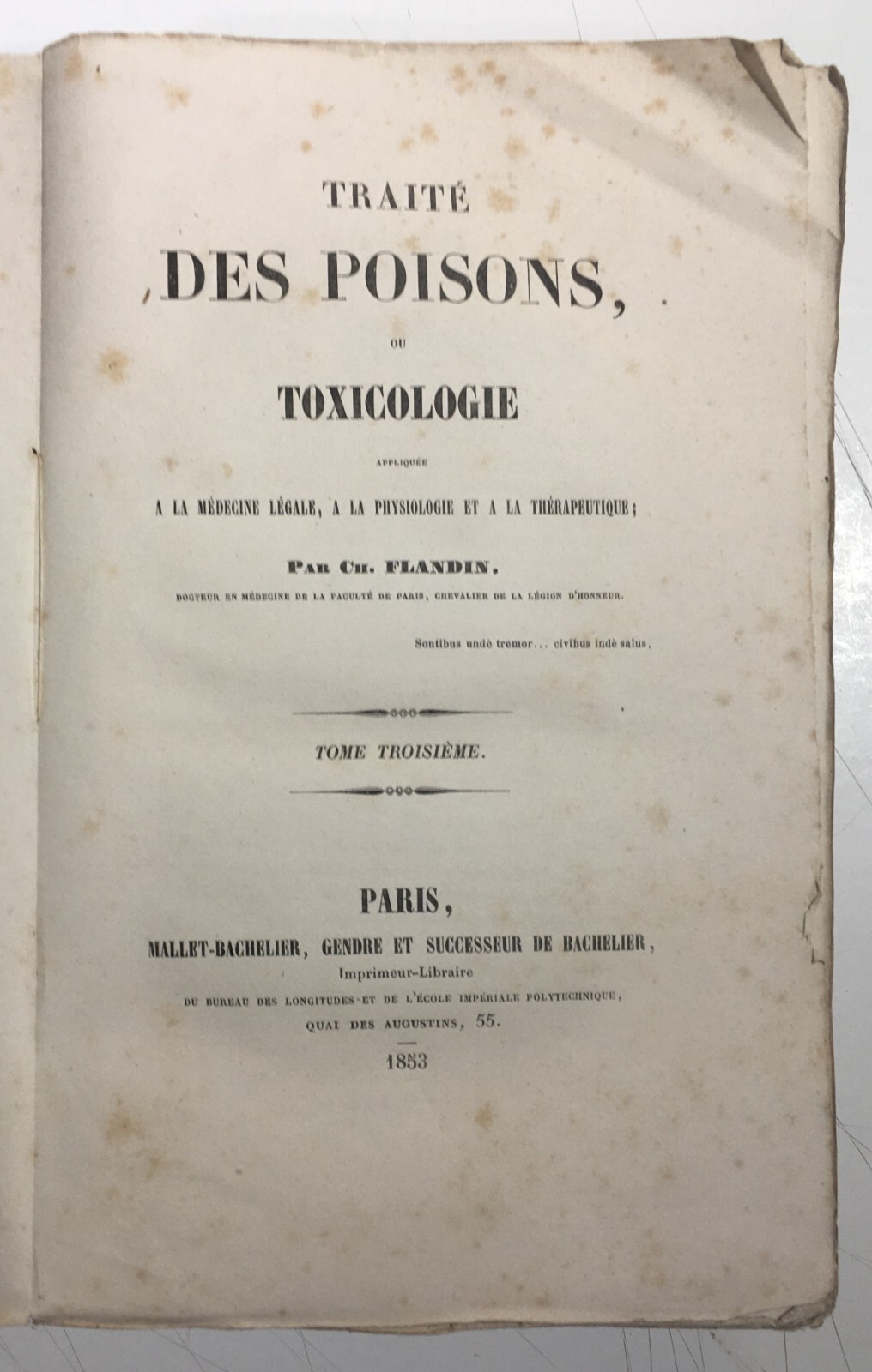 Chimica, Tossicologia, Medicina, Avvelenamenti, Stricnina   Flandin   1853