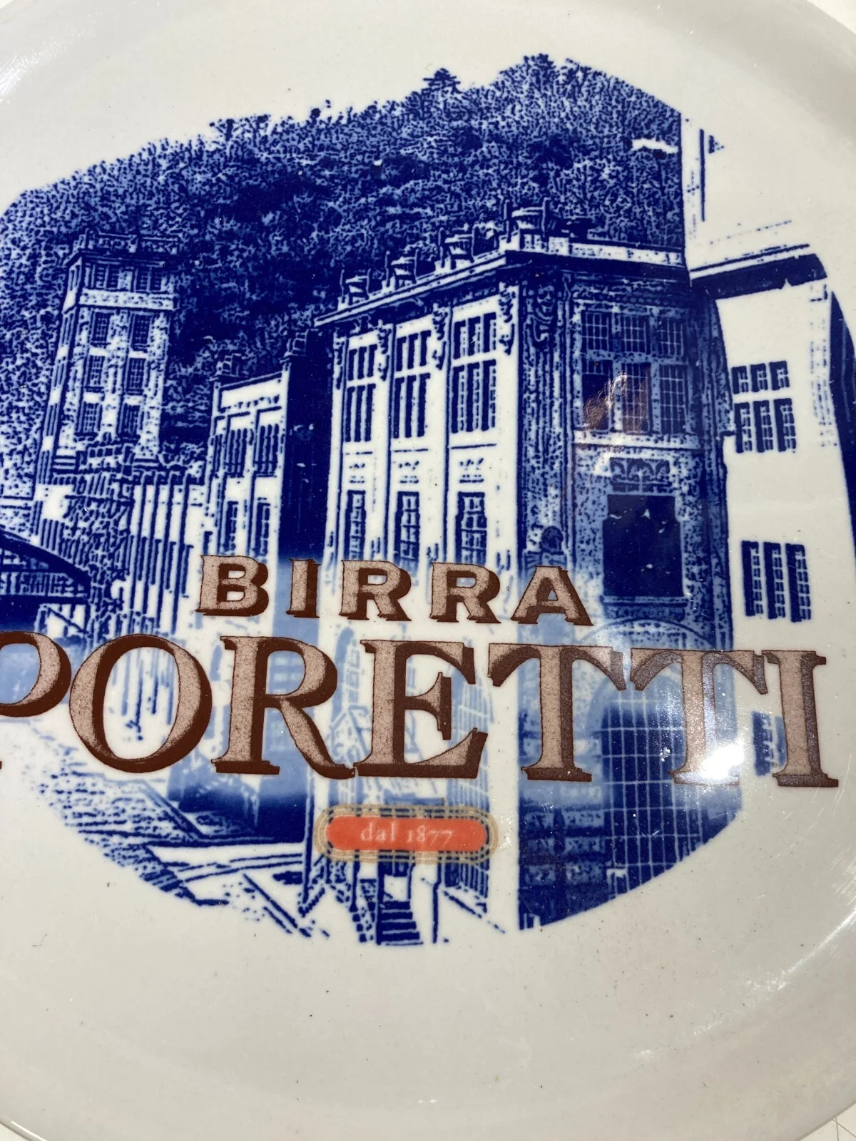 Decorative Advertising Plate, Poretti Beer, in Saturnia Ceramic