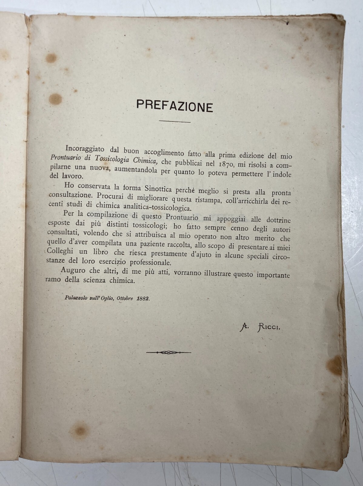 Prontuario Di Tossicologia Clinica: Adriano Ricci, 1882
