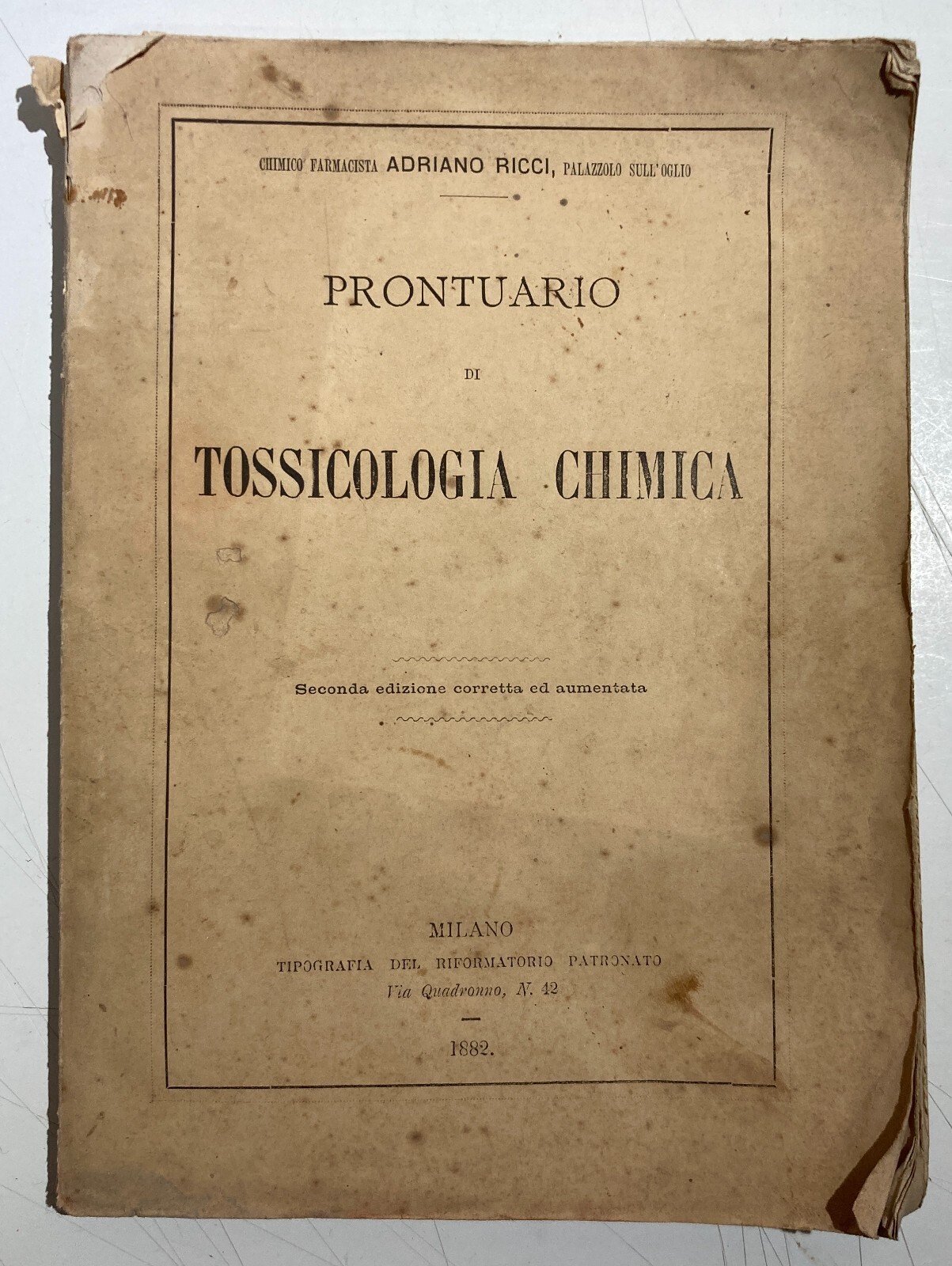 Prontuario Di Tossicologia Clinica: Adriano Ricci, 1882