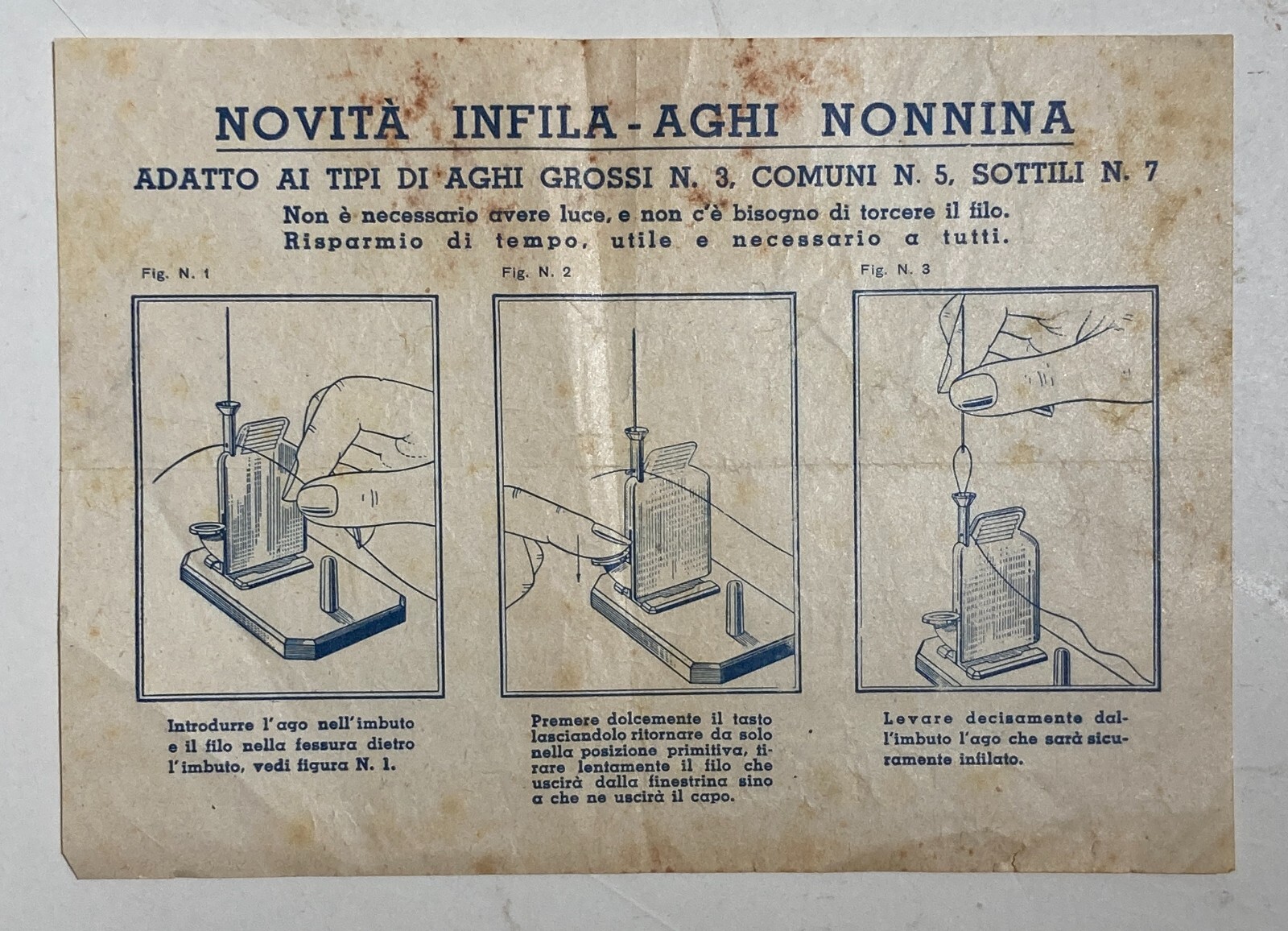 Sartoria, Cucito, Volantino Pubblicitario: Infila Aghi Nonnina Da Collezione