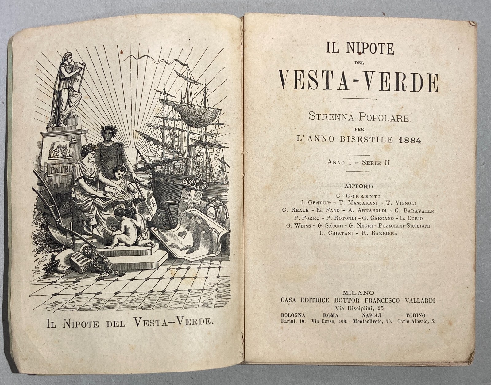 Antico Almanacco Strenna: Il Nipote Del Vesta Verde Milano, 1884