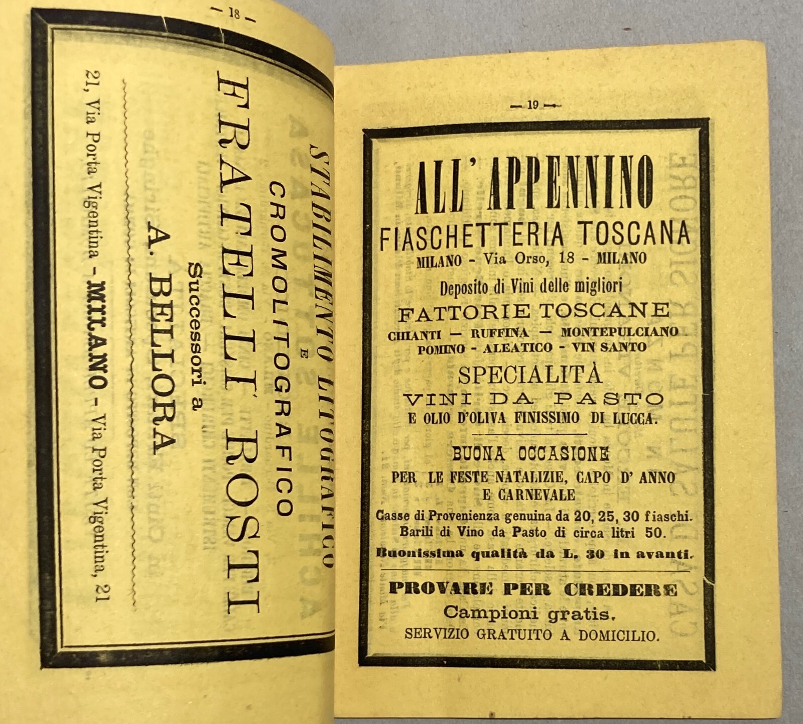 Antico Almanacco Strenna: Il Nipote Del Vesta Verde Milano, 1884