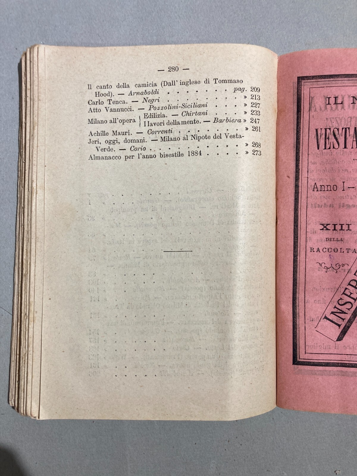Antico Almanacco Strenna: Il Nipote Del Vesta Verde Milano, 1884